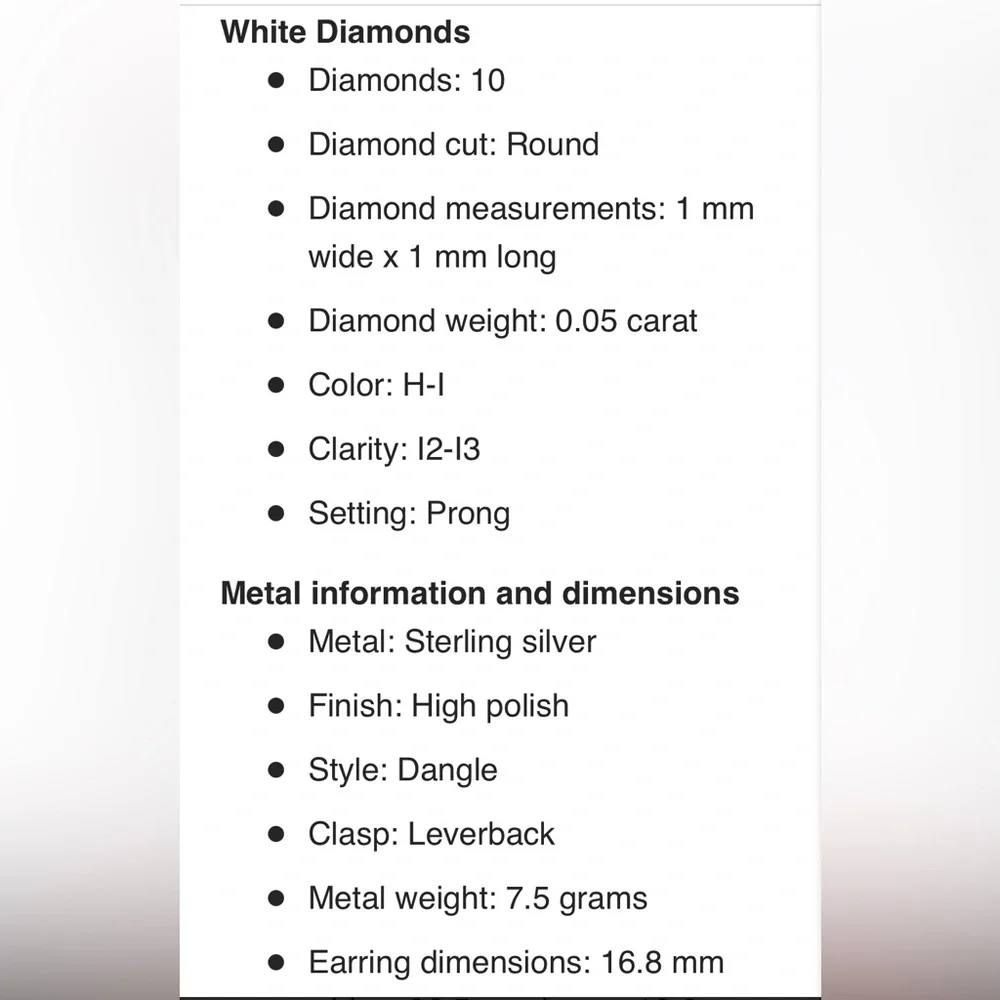 MIADORA LOVED AUTHENTIC STERLING SILVER NATURAL WHITE DIAMOND DANGLING EARRINGS